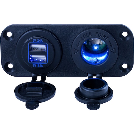 Sea-Dog Double USB -Power Socket Panel 426505-1